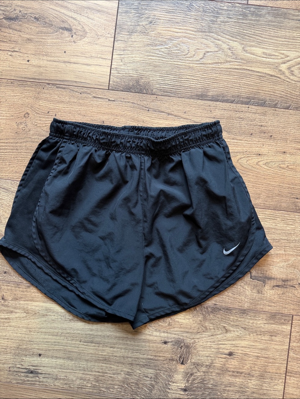 Nike Women's Black Athletic Running Shorts with White Swoosh